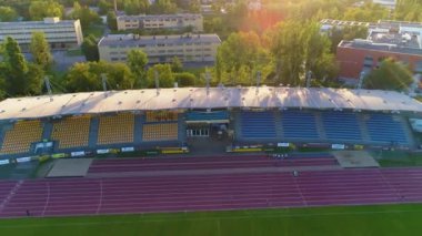 Elana Club Stadyumu Torun Stadyumu Klubu Sportowego Hava Manzarası Polonya. Yüksek kalite 4k görüntü