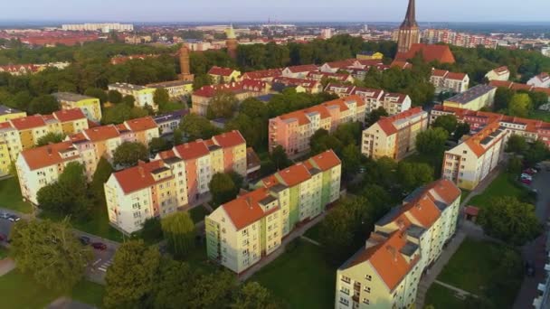 美丽的古城街广场设有Stargard Aerial View Poland 高质量的4K镜头 — 图库视频影像