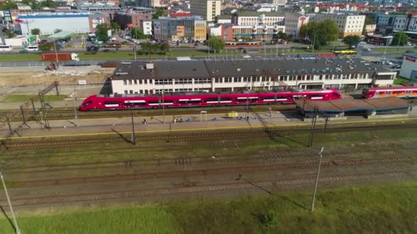 Estação Ferroviária Wloclawek Dworzec Kolejowy Pkp Vista Aérea Polónia Imagens — Vídeo de Stock