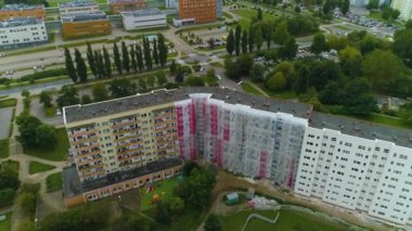 Koszalin Krajobraz 'ın Güzel Evi Bloki Havacılık Manzarası Polonya. Yüksek kalite 4k görüntü