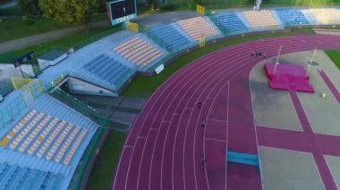 Elana Club Stadyumu Torun Stadyumu Klubu Sportowego Hava Manzarası Polonya. Yüksek kalite 4k görüntü