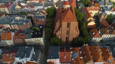 Katedral Torun Katedra Jana Chrzciciela Eski Şehir Hava Görüntüsü Polonya. Yüksek kalite 4k görüntü