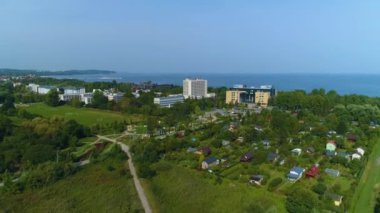 Güzel Panorama Baltık Denizi Sopot Gdansk Hava Görüntüsü Polonya. Yüksek kalite 4k görüntü