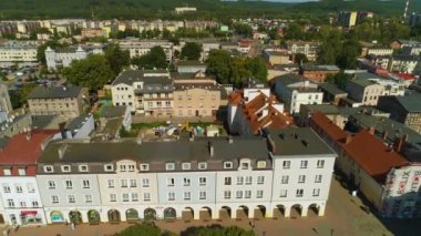 Plac Jakuba Wejhera Wejherowo Rynek Merkezi Pazar Meydanı Hava Görüntüsü Polonya. Yüksek kalite 4k görüntü