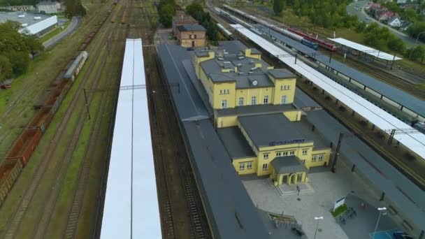 Estação Ferroviária Pila Glowna Dworzec Kolejowy Vista Aérea Polônia Imagens — Vídeo de Stock