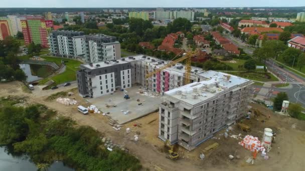 Apartamentos Construcción Pila Blok Budowa Vista Aérea Polonia Imágenes Alta — Vídeo de stock
