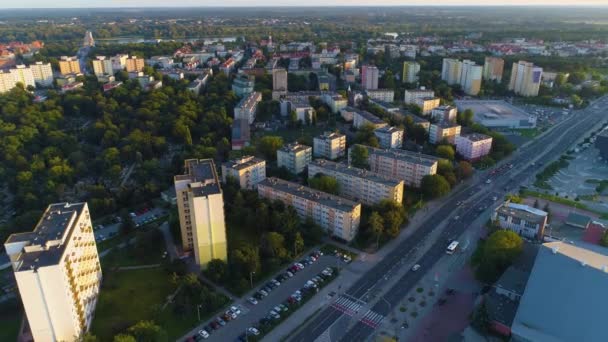 Estate Vackra Landskap Torun Krajobraz Flygfoto Polen Högkvalitativ Film — Stockvideo