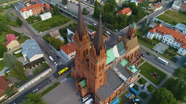Güzel Bazilika Wloclawek Bazylika Nmp Hava Görüntüsü Polonya Yüksek Kalite — Stok video