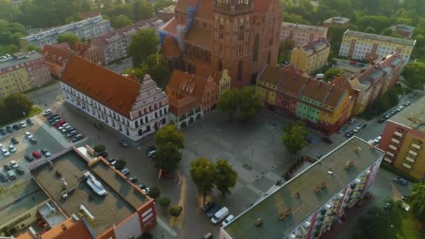 Vackra Old Town Market Stargard Stare Miasto Rynek Flygfoto Polen — Stockvideo