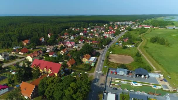 Prachtig Landschap Main Street Katy Rybackie Krajobraz Aerial View Polen — Stockvideo