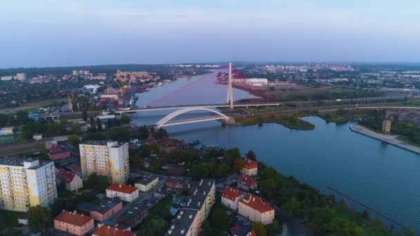 Panorama Czerwony Most Martwa Wisła Gdańsk Most Czerwony Martwa Wisła — Wideo stockowe