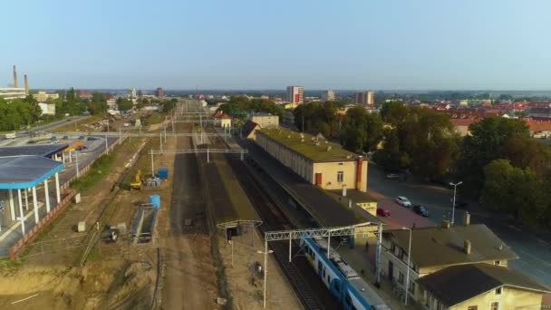 Estación Tren Stargard Dworzec Kolejowy Vista Aérea Polonia Imágenes Alta — Vídeos de Stock