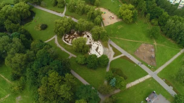 Prachtig Park Janusz Kusocinski Olsztyn Luchtfoto View Poland Hoge Kwaliteit — Stockvideo