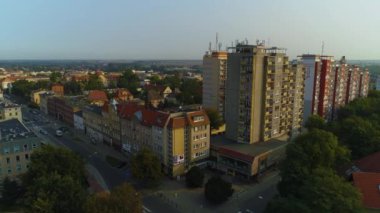 Gökdelenler Caddesi Szewska Basztowa Stargard Wiezowce Hava Görüntüsü Polonya. Yüksek kalite 4k görüntü