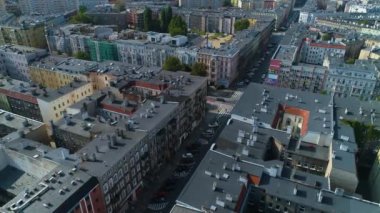 Szczecin Uliczki Hava Manzaralı Polonya sokakları. Yüksek kalite 4k görüntü