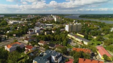 Güzel manzara Wloclawek Piekny Krajobraz Nehri Cistula Wisla Havacılık Görünümü Polonya. Yüksek kalite 4k görüntü
