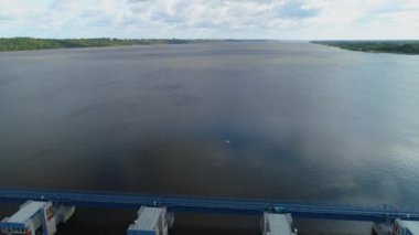 Dam Nehri Vistula Wloclawek Zapora Wisla Krajobraz Hava Görüntüsü Polonya. Yüksek kalite 4k görüntü