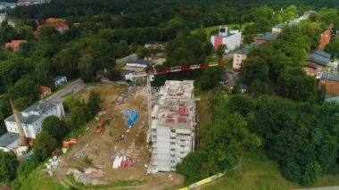 Olsztyn İnşaat Budowa Budynku Hava Manzarası Polonya. Yüksek kalite 4k görüntü