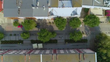 Sokak Anayasası Meydanı Pila Plac Konstytucji Hava Görüntüsü Polonya. Yüksek kalite 4k görüntü