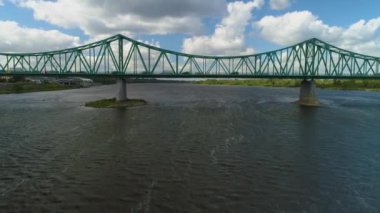 Marina Lagoon Wloclawek Wisla Przystan Na Zalewie Nehri Vistula Havacılık Görünümü Polonya. Yüksek kalite 4k görüntü