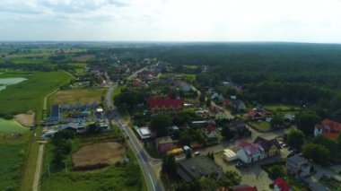 Güzel Manzara Ana Cadde Katy Rybackie Krajobraz Hava Görüntüsü Polonya. Yüksek kalite 4k görüntü