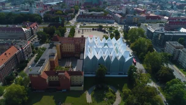 Filharmonikusok Szczecin Filharmónia Karlowicza Aerial View Lengyelország Kiváló Minőségű Felvételek — Stock videók