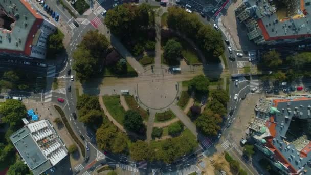 Plac Grunwaldzki Square Szczecin Rondo Aerial View Poland 高质量的4K镜头 — 图库视频影像