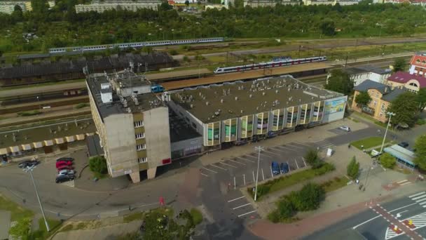 Vlakové Nádraží Slupsk Dworzec Kolejowy Pkp Aerial View Polsko Vysoce — Stock video