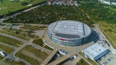 Güzel Spor Salonu Gdansk Ergo Arena Panorama Hava Manzarası Polonya. Yüksek kalite 4k görüntü