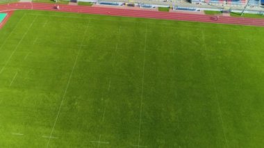Mosir Rumia Stadyumu hava manzaralı Polonya. Yüksek kalite 4k görüntü