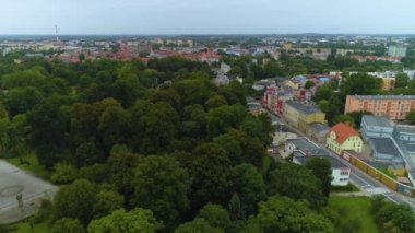 Güzel Panorama Parkı Tadeusza Kosciuszki Koszalin Hava Manzarası Polonya. Yüksek kalite 4k görüntü