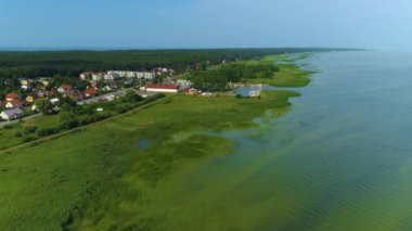 Güzel manzara Katy Rybackie Zalew Wislany Hava Görüntüsü Polonya. Yüksek kalite 4k görüntü