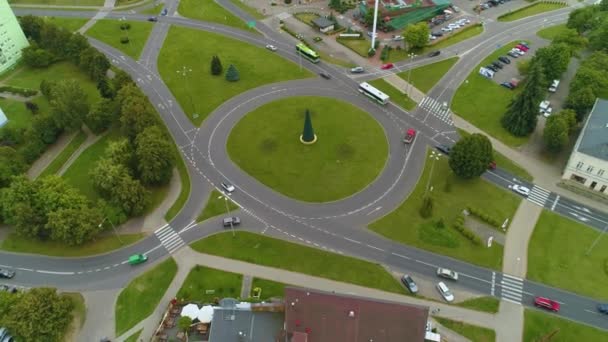 Roundabout Solidariedade Pila Rondo Solidarnosci Vista Aérea Polônia Imagens Alta — Vídeo de Stock