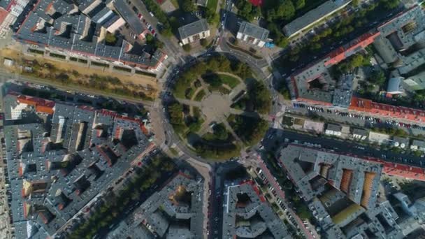 Plac Grunwaldzki Square Szczecin Rondo Aerial View Poland Vysoce Kvalitní — Stock video