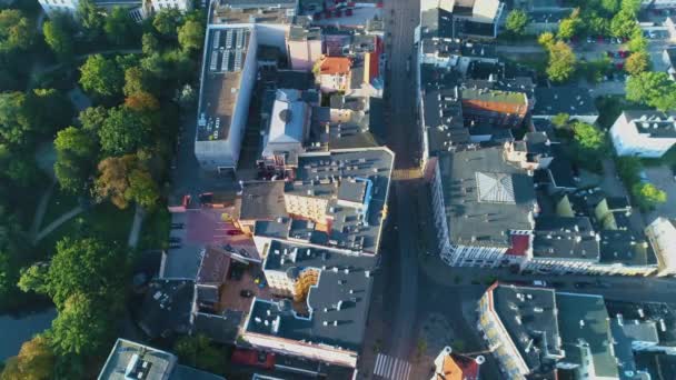 Sokak Gdanska Plac Wolnosci Bydgoszcz Hava Görüntüsü Polonya Yüksek Kalite — Stok video