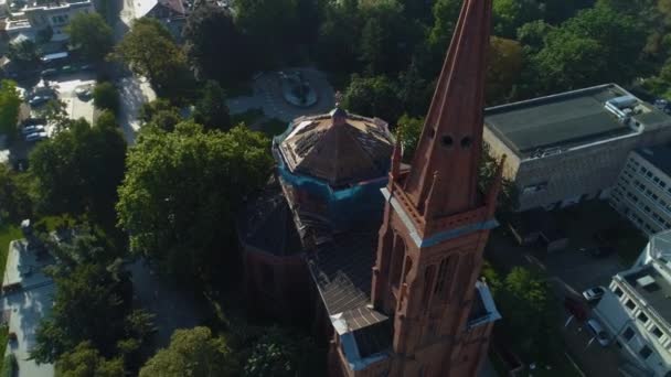Εκκλησία Plac Wolnosci Bydgoszcz Kosciol Piotra Pawla Aerial View Πολωνία — Αρχείο Βίντεο