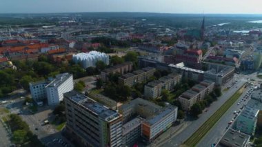 Szczecin Krajobraz Hava Manzaralı Polonya 'nın Güzel Panoraması. Yüksek kalite 4k görüntü