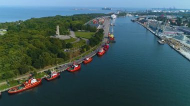 Westerplatte Anıtı Gdansk Pomnik Hava Görüntüsü Polonya. Yüksek kalite 4k görüntü