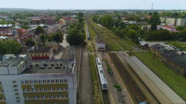 Tren İstasyonu Slupsk Dworzec Kolejowy Pkp Hava Görüntülü Polonya. Yüksek kalite 4k görüntü