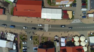 Krynica Morska 'daki Alışveriş Merkezi Sklepy Hava Görüntüsü Polonya. Yüksek kalite 4k görüntü