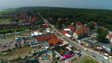 Güzel manzara Centrum Krynica Morska Hava Manzarası Polonya. Yüksek kalite 4k görüntü