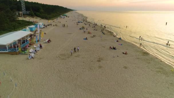 Beautiful Beach Katy Rybackie Plaza Aerial View Poland Кадри Високої — стокове відео