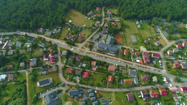 Gyönyörű Táj Centrum Katy Rybackie Piekny Krajobraz Aerial View Lengyelország — Stock videók