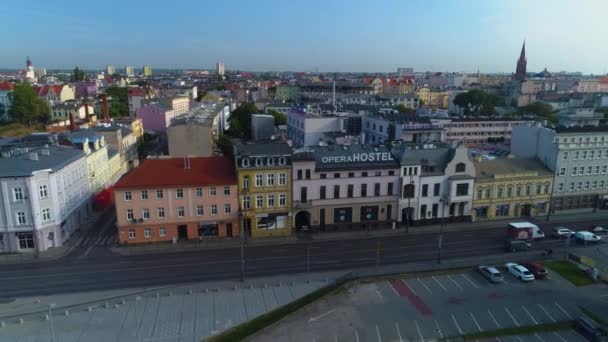Театральная Площадь Focha Brda Bydgoszcz Plac Teatralny Aerial View Poland — стоковое видео