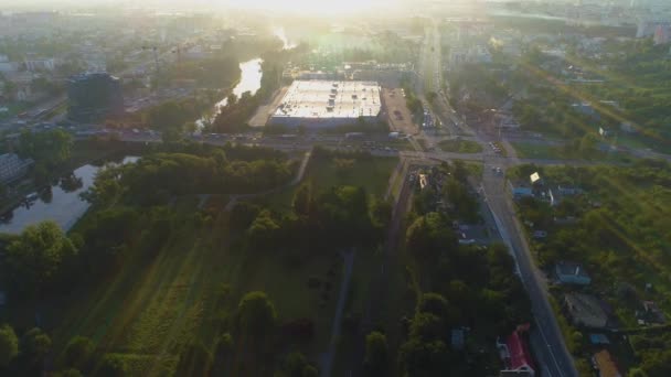 Krásná Krajina Gigamarket Aleje Jana Pawla Bydgoszcz Aerial View Polsko — Stock video