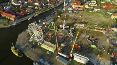 Lunapark Leba Wesole Miastecko Limanı Havacılık Görünümü Polonya. Yüksek kalite 4k görüntü