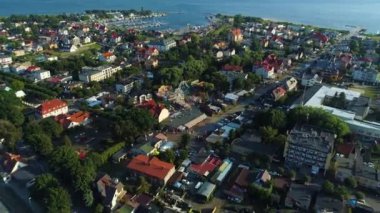 Güzel manzara Jastarnia Piekny Krajobraz Hava Manzarası Polonya. Yüksek kalite 4k görüntü