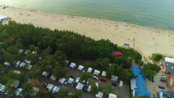 Krásná Pláž Stegna Plaza Aerial View Polsko Vysoce Kvalitní Záběry — Stock video