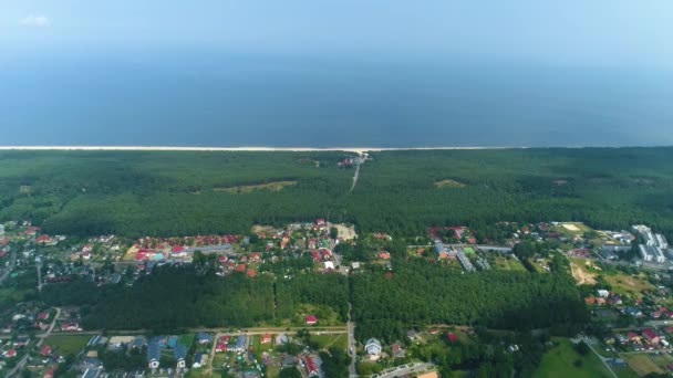 Ландшафтный Пляж Балтийского Моря Янтарь Эриал Вид Польши Высококачественные Кадры — стоковое видео