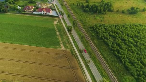 Beautiful Landscape Road Entrance Puck Krajobraz Aerial View Poland Кадри — стокове відео